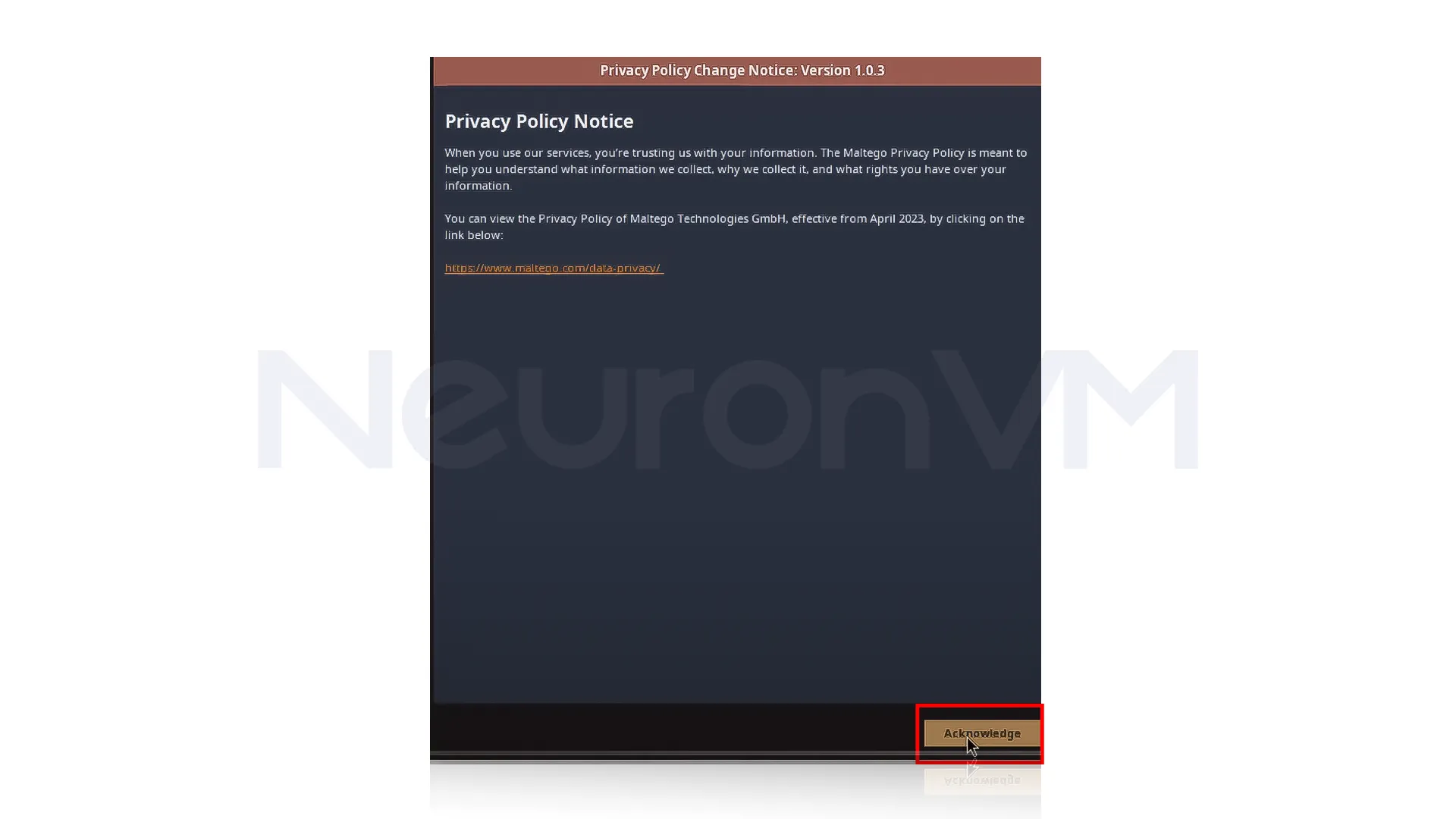 Set privacy type to normal, then click on finish