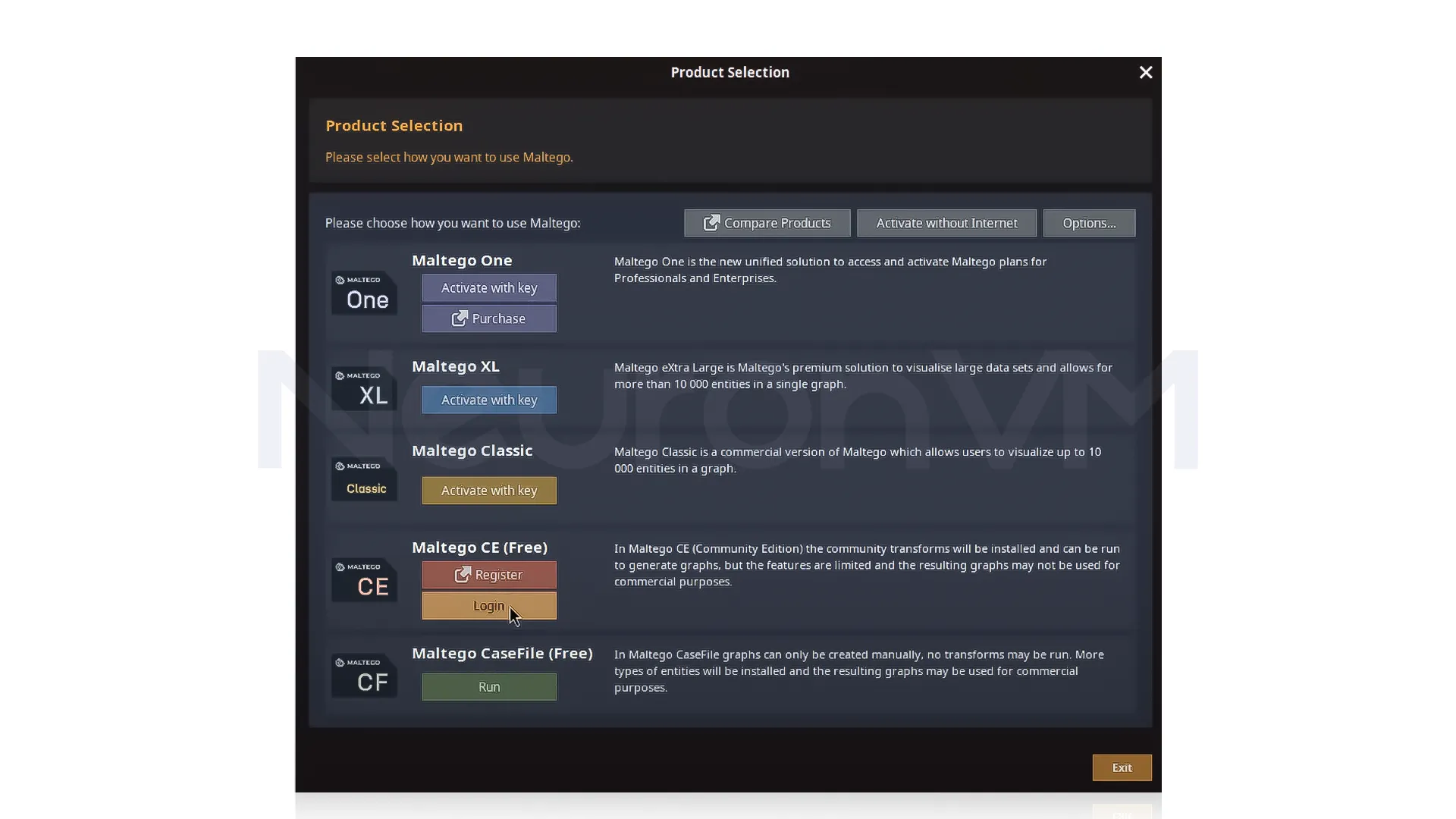 select the Maltego Community Edition, to continiue the proccess