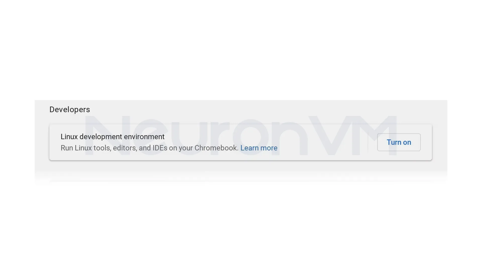 there is an option to turn on the Linux development environment, click on turn on.