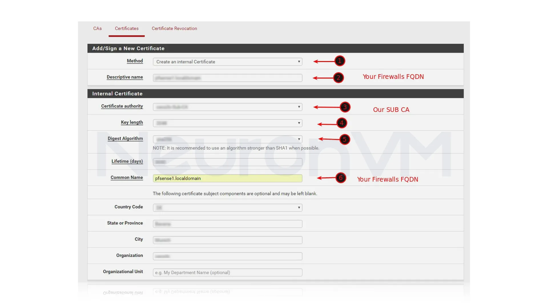go to the System > Certificate Manager, click the certificate tab, select Add, fill out the required information