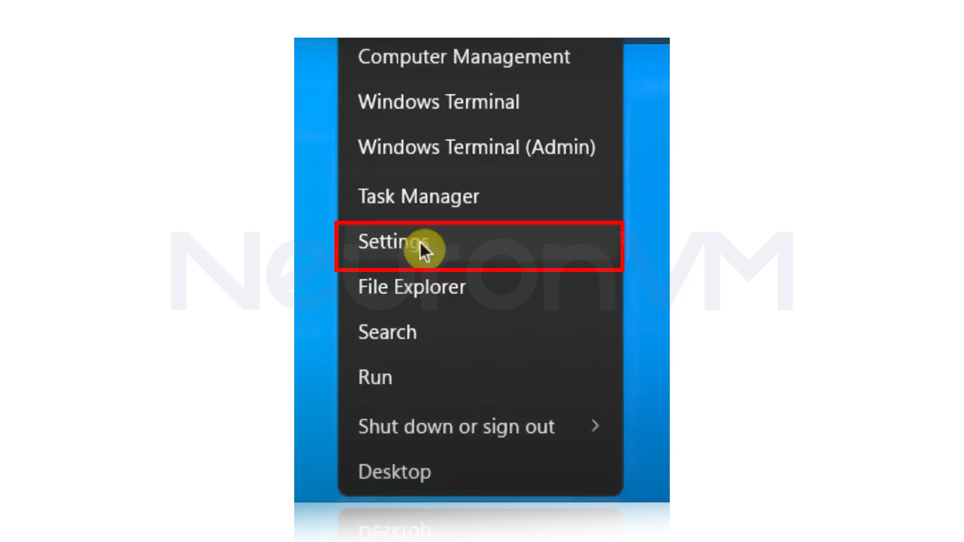 then click on Settings, to open the place where you can change your computer's options