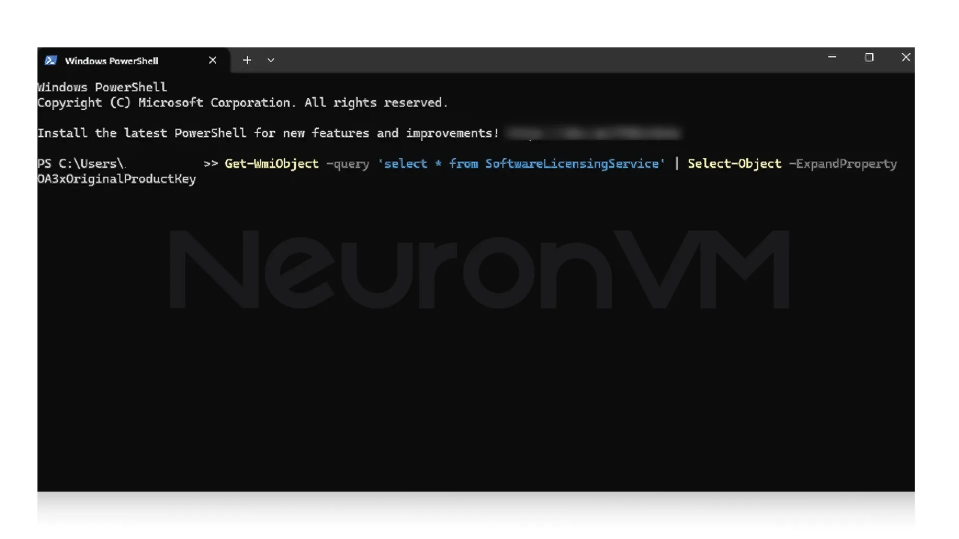 Type the Product Key Command
