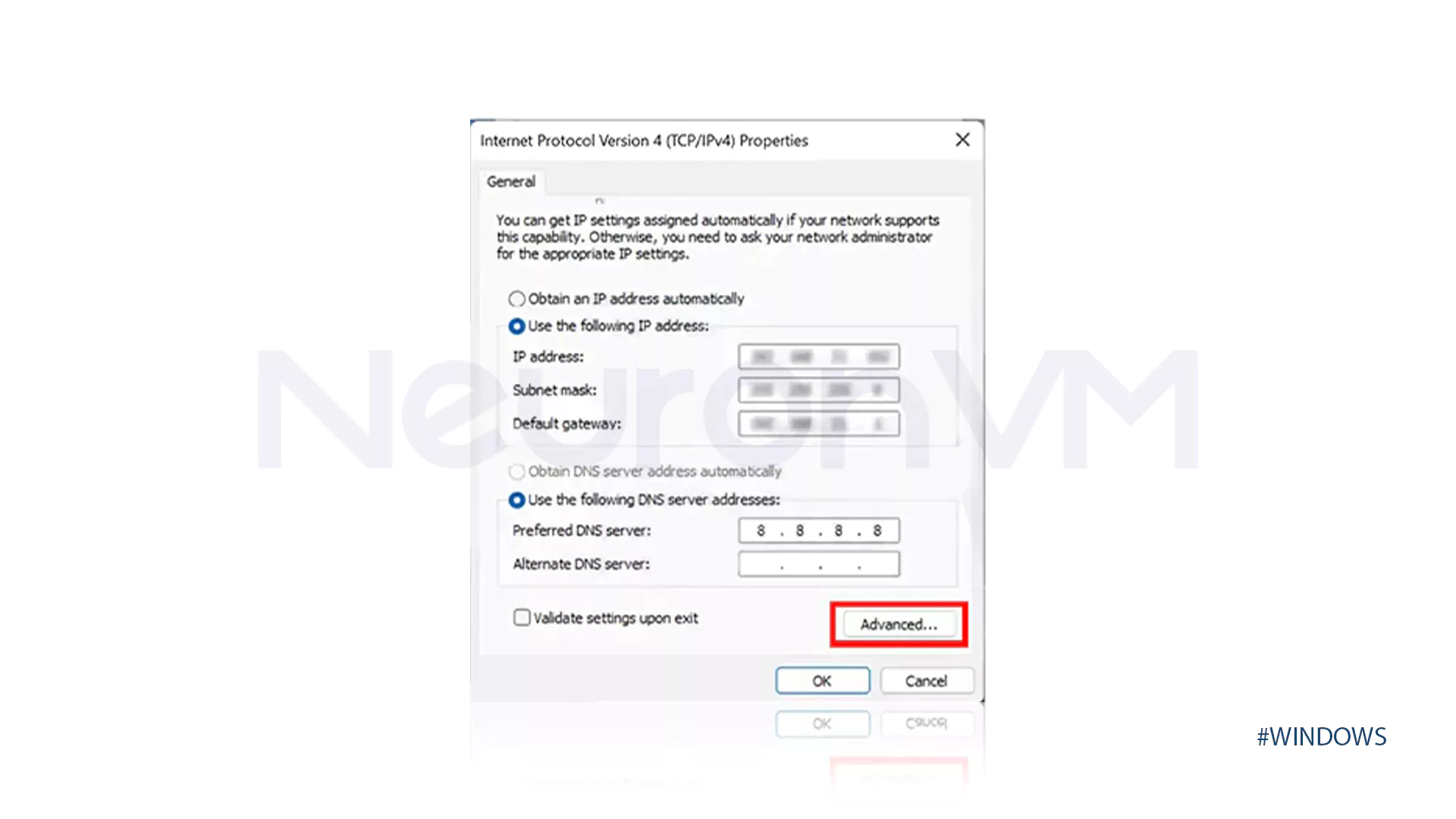 Adding an Additional IP on Windows: step 3