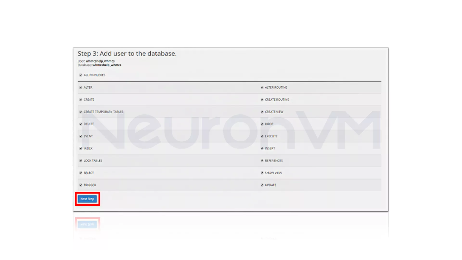 Create the Database and Configure WHMCS: Step 2