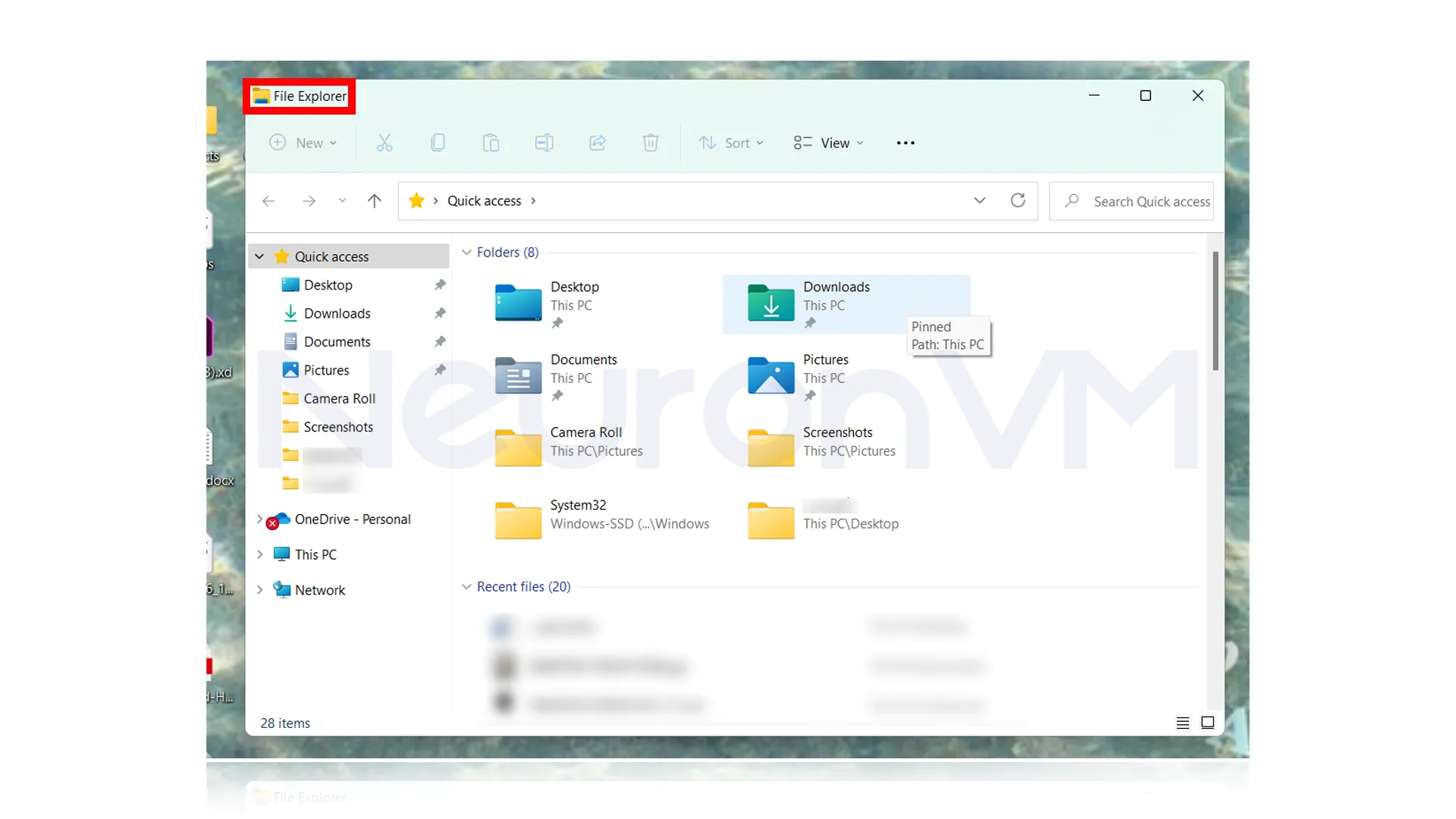 Press the Windows key and the "E" key to open the file explorer