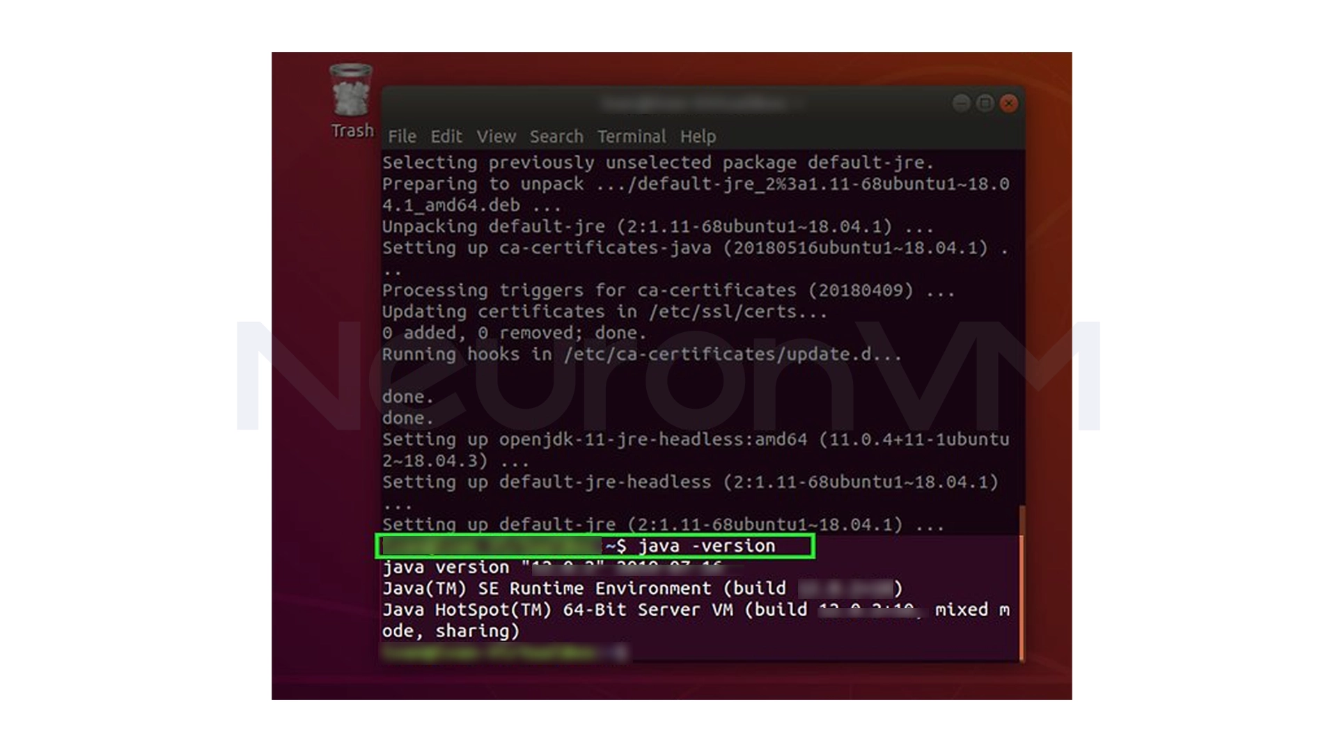 To make sure Java is installed successfully, run java--version