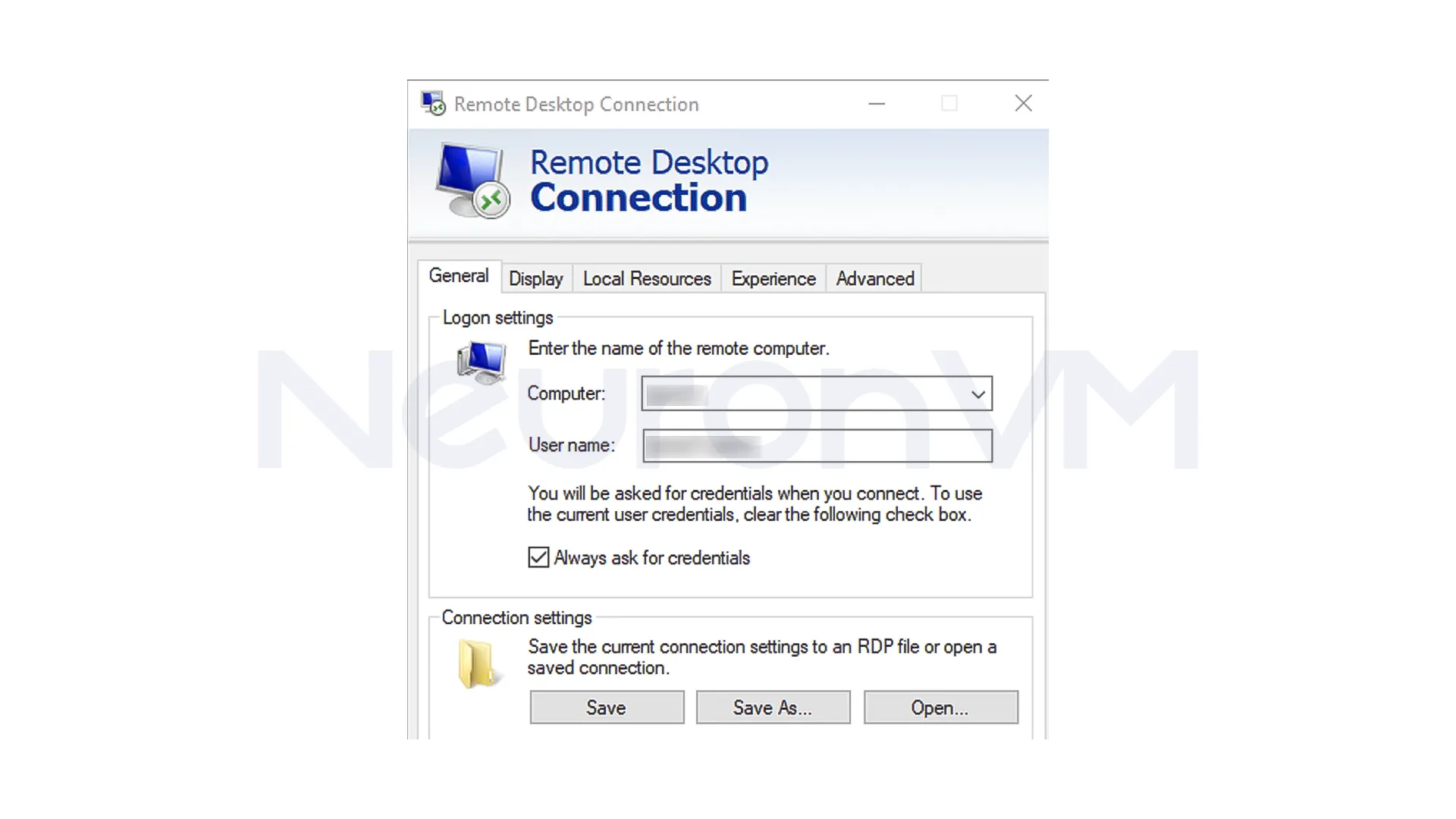 log in to your RDP server environment