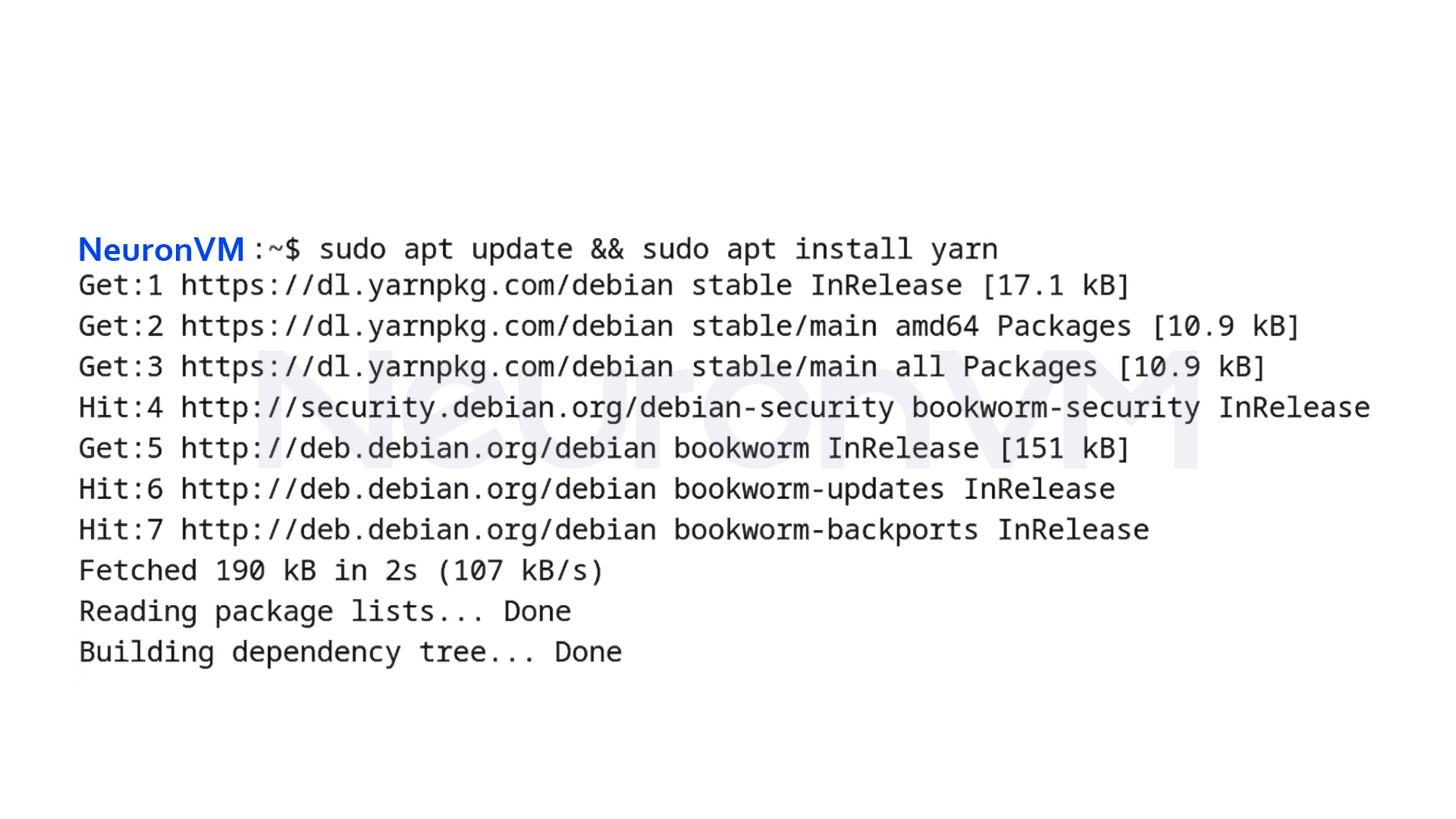 Install Yarn command