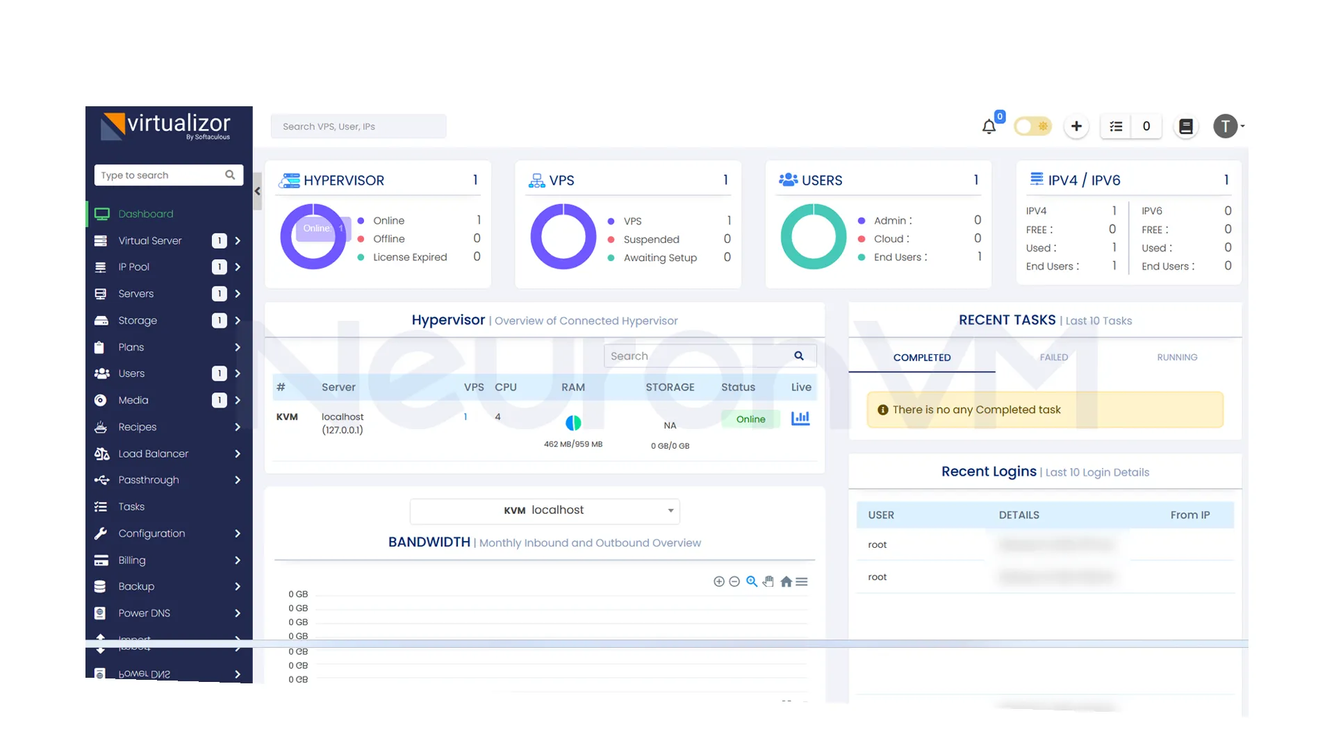 Log in to Virtualizor Dashboard