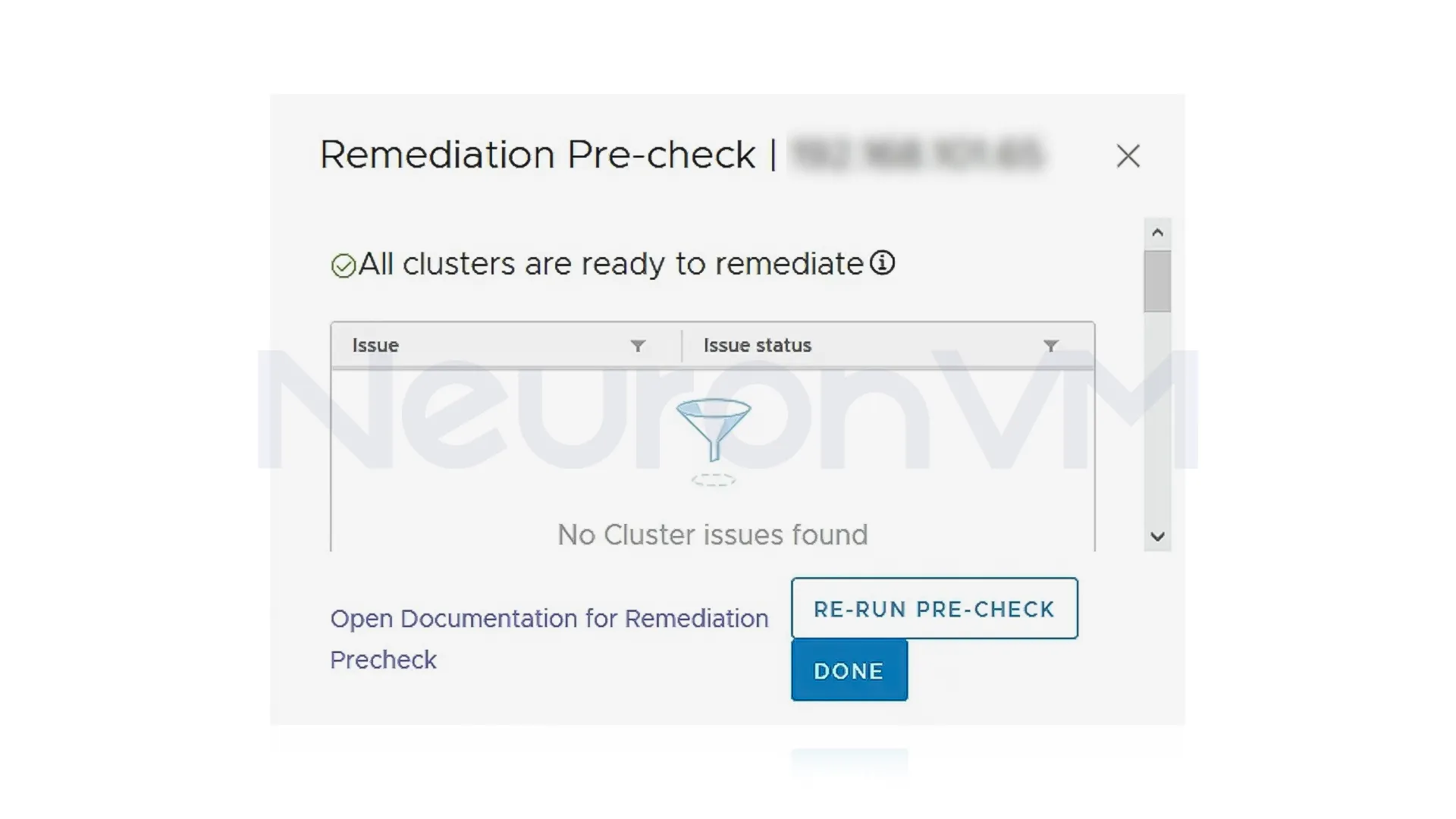 remediation pre-check vmware