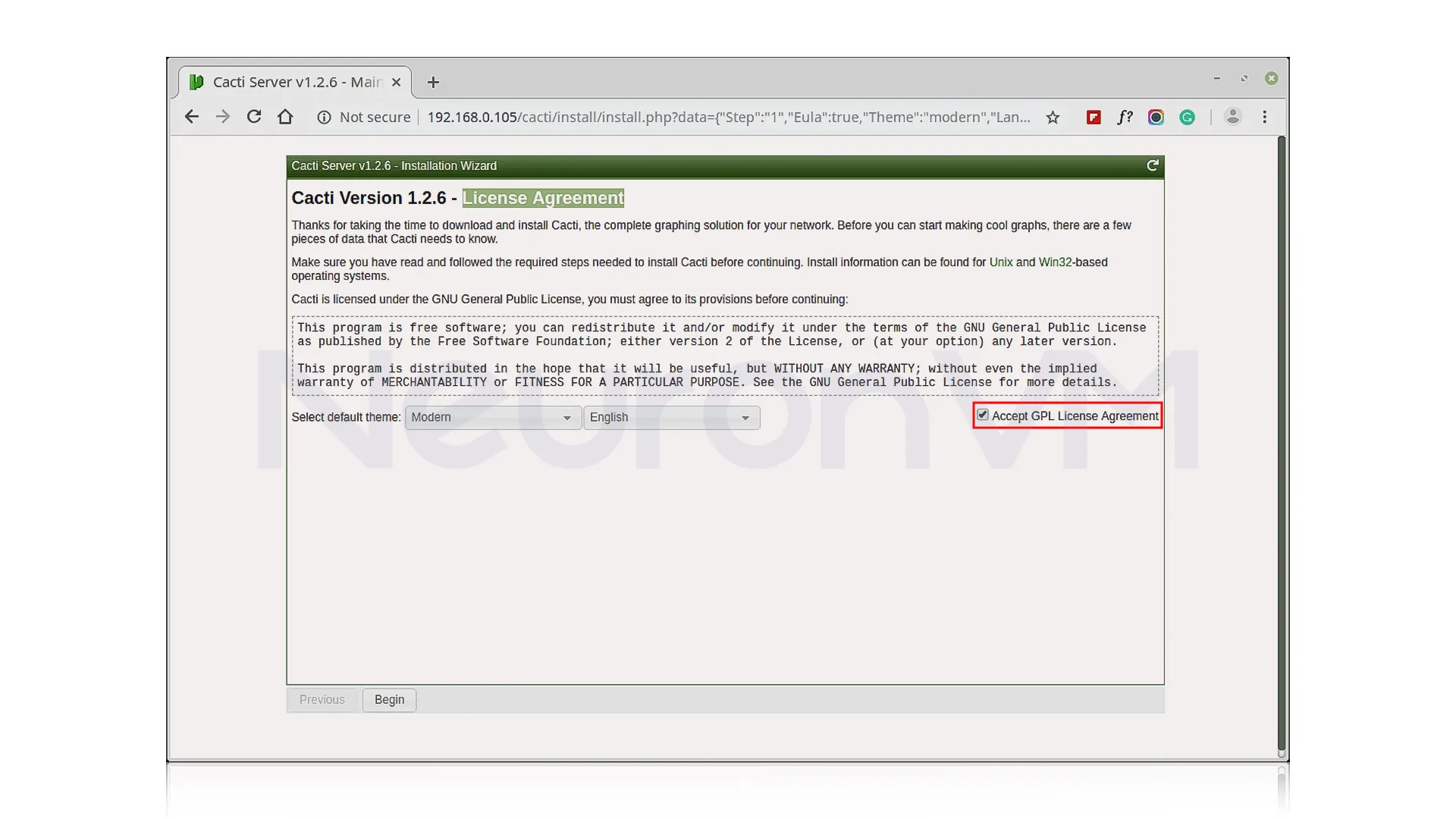 Accept License agreement