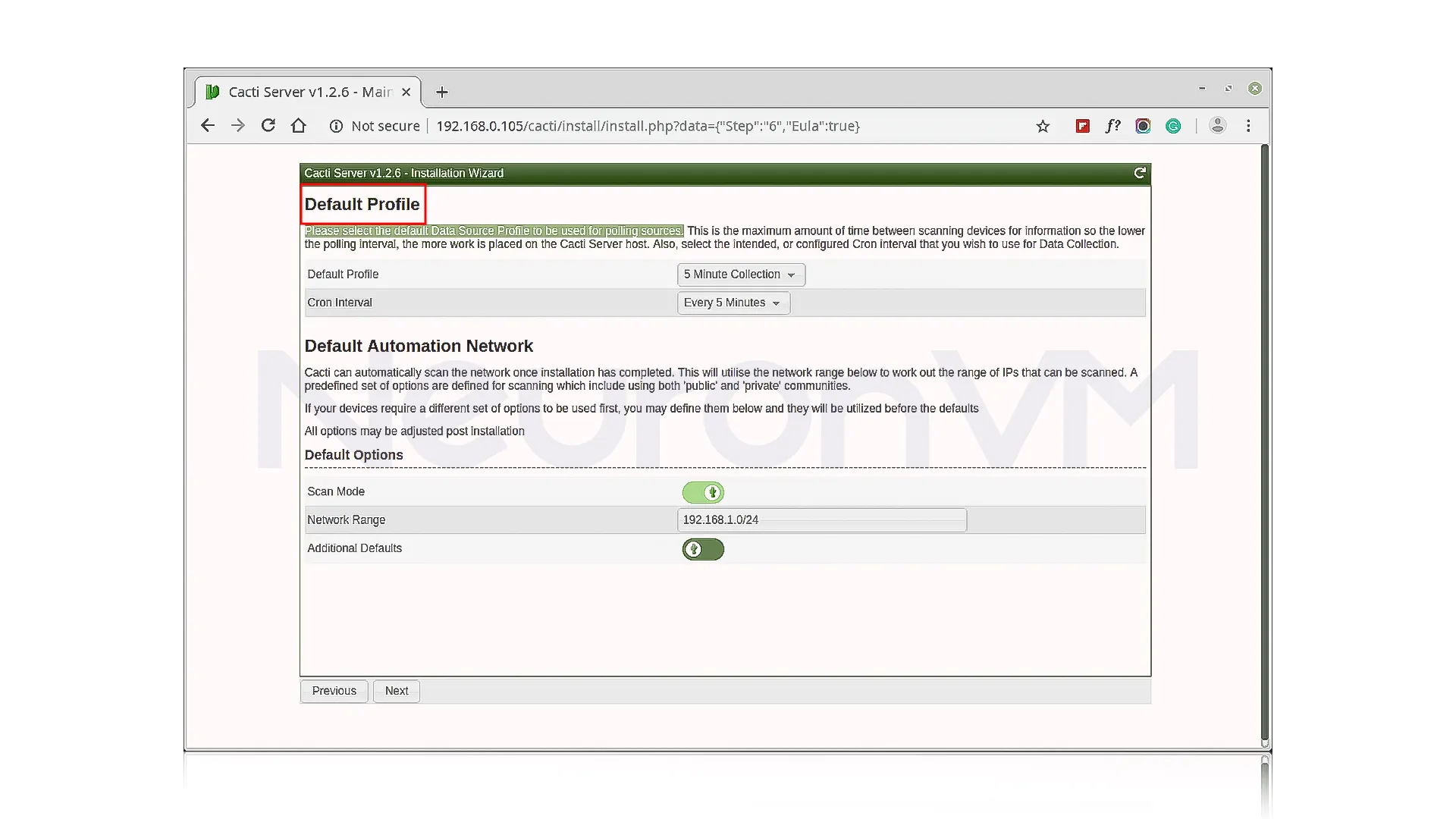 select the default Data Source Profile
