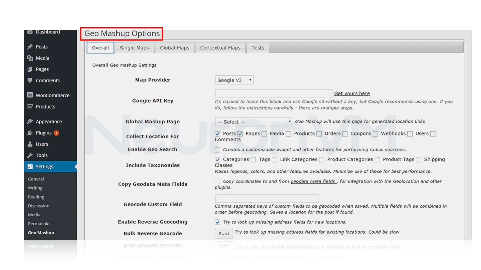 Geo Mashup options