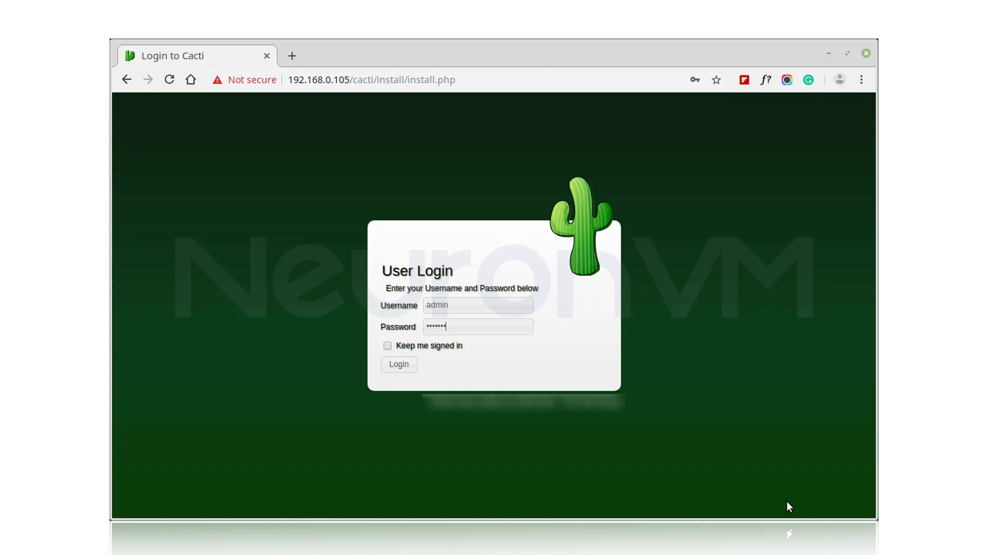 Cacti Login Page