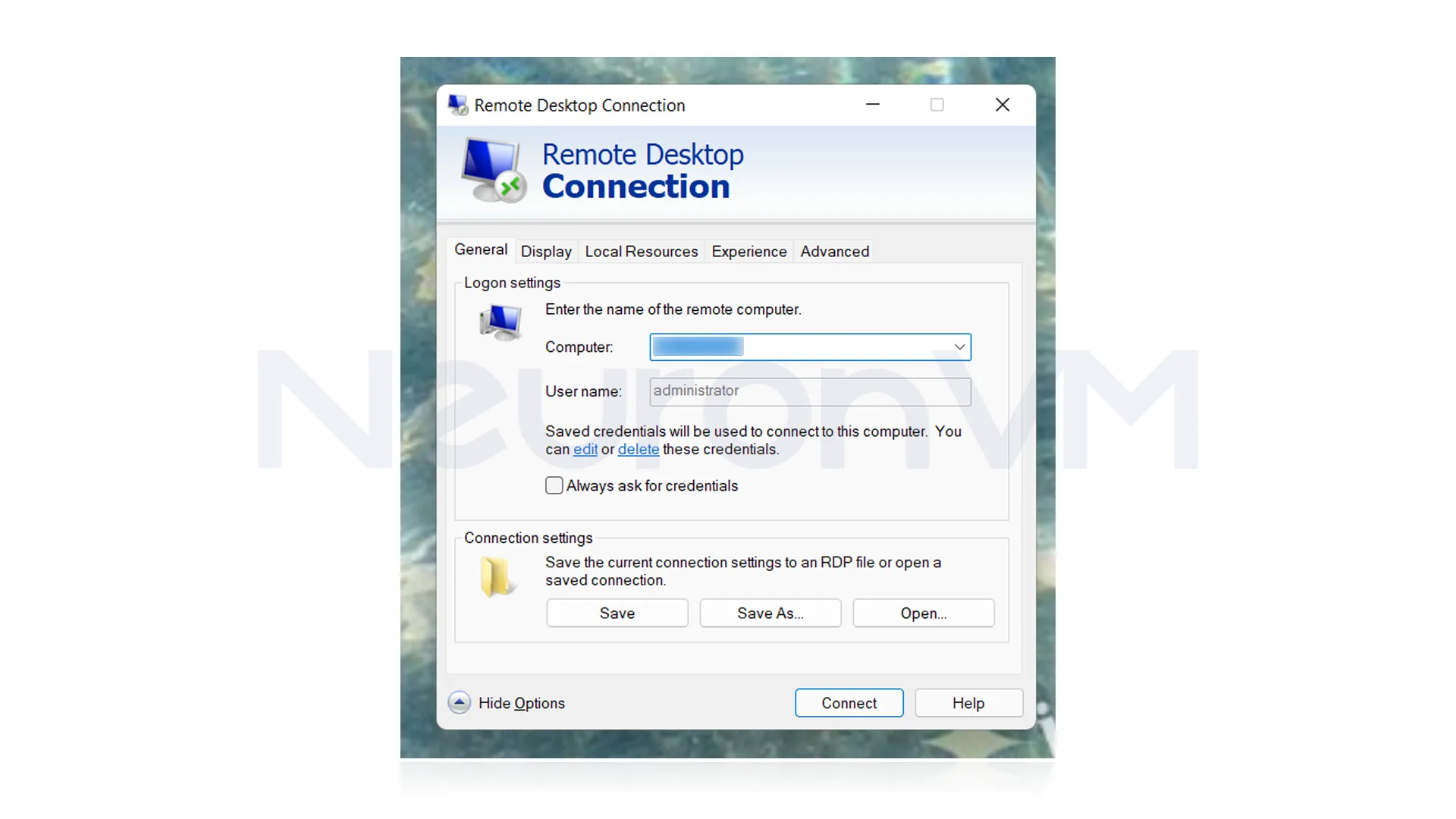 enter your desired IP along with the password