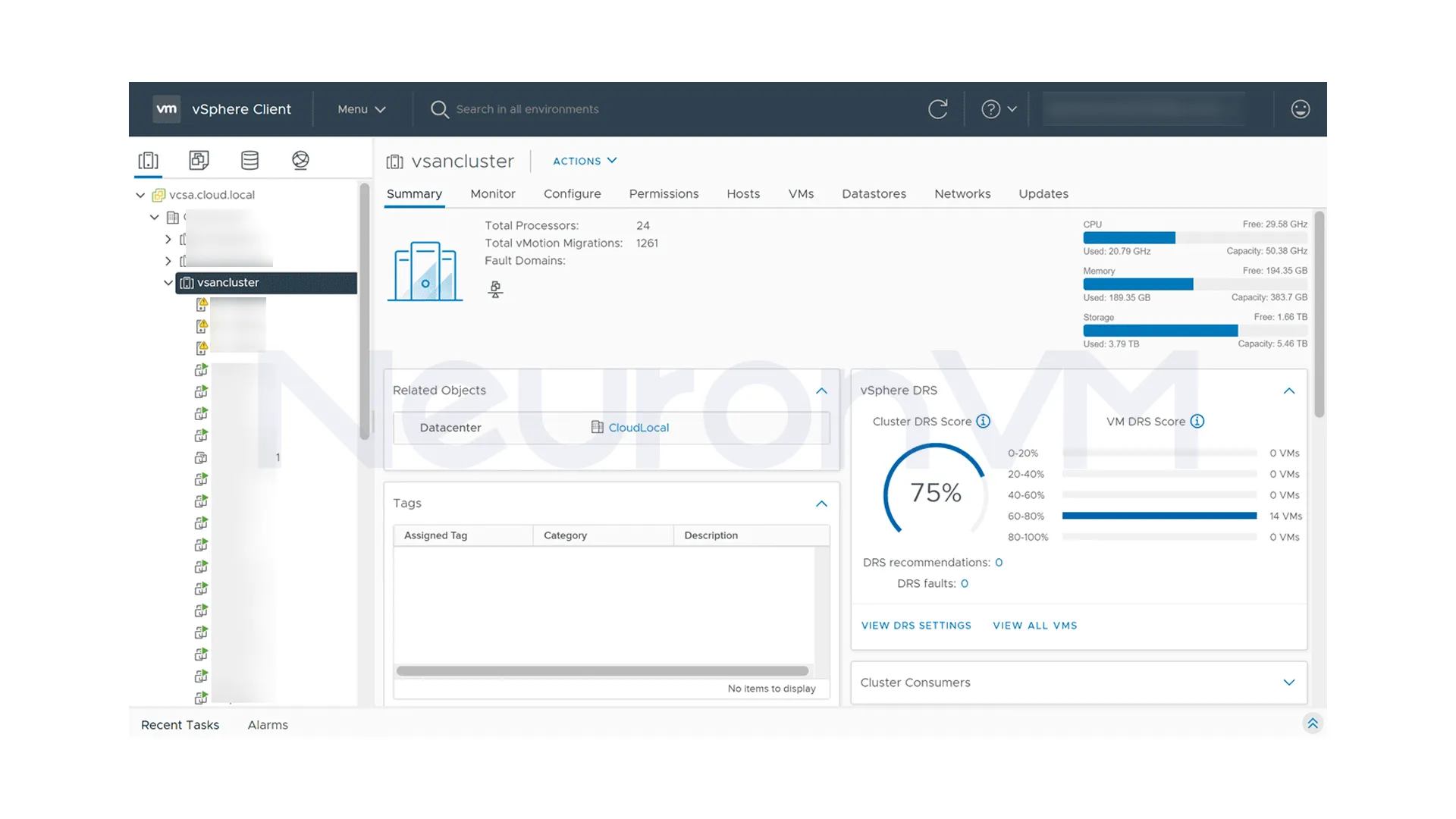 VMWare user interrfce