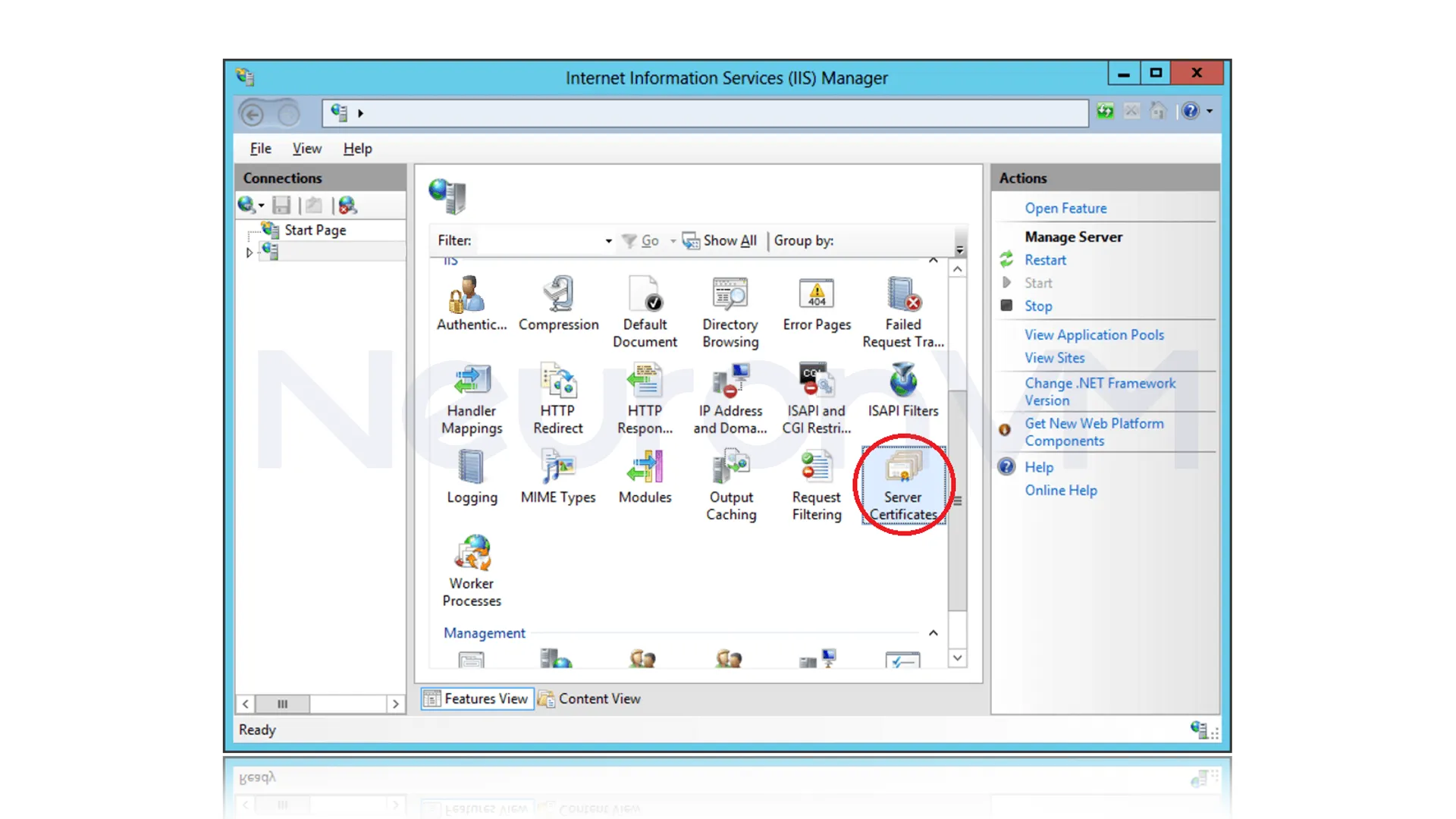 double-click Server Certificates