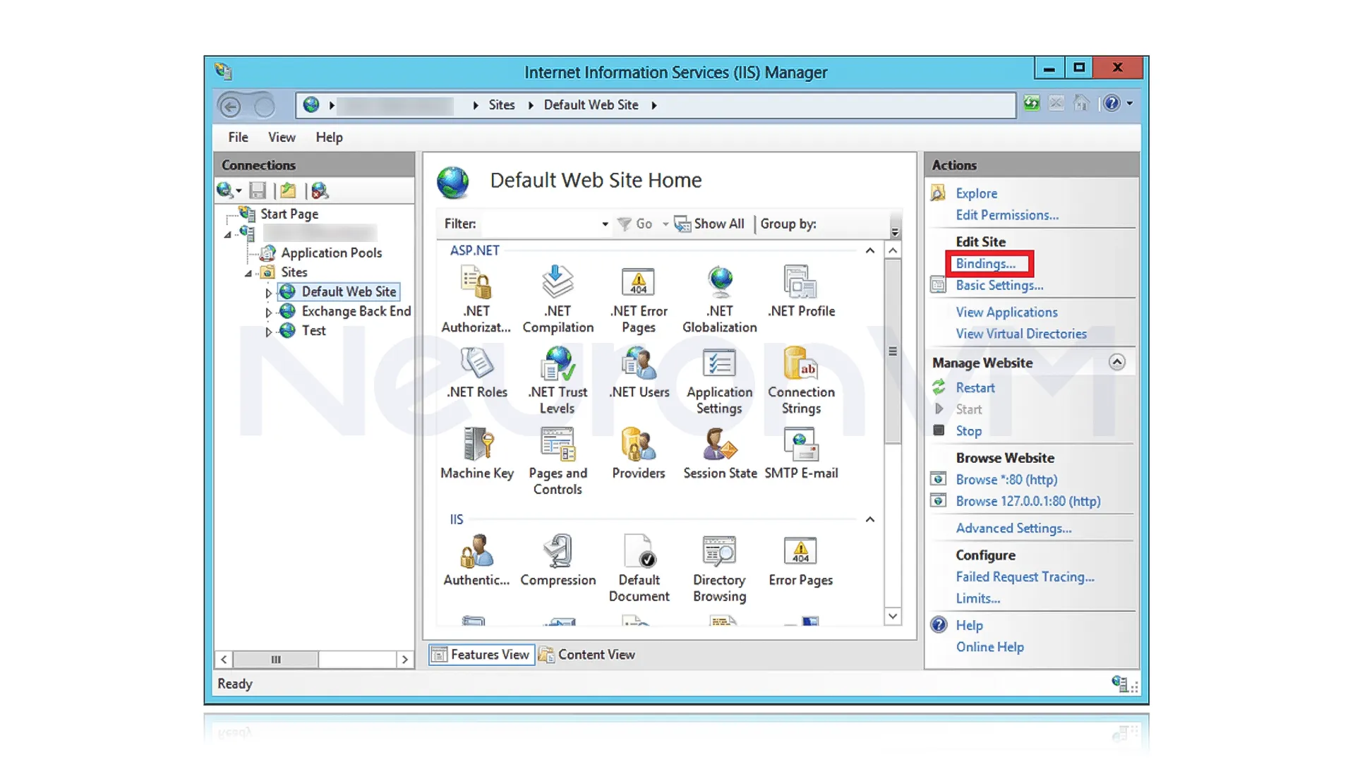in the Actions section, click Bindings
