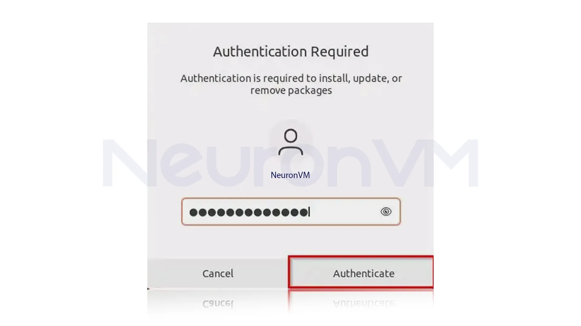 enter your password and click "Authenticate"