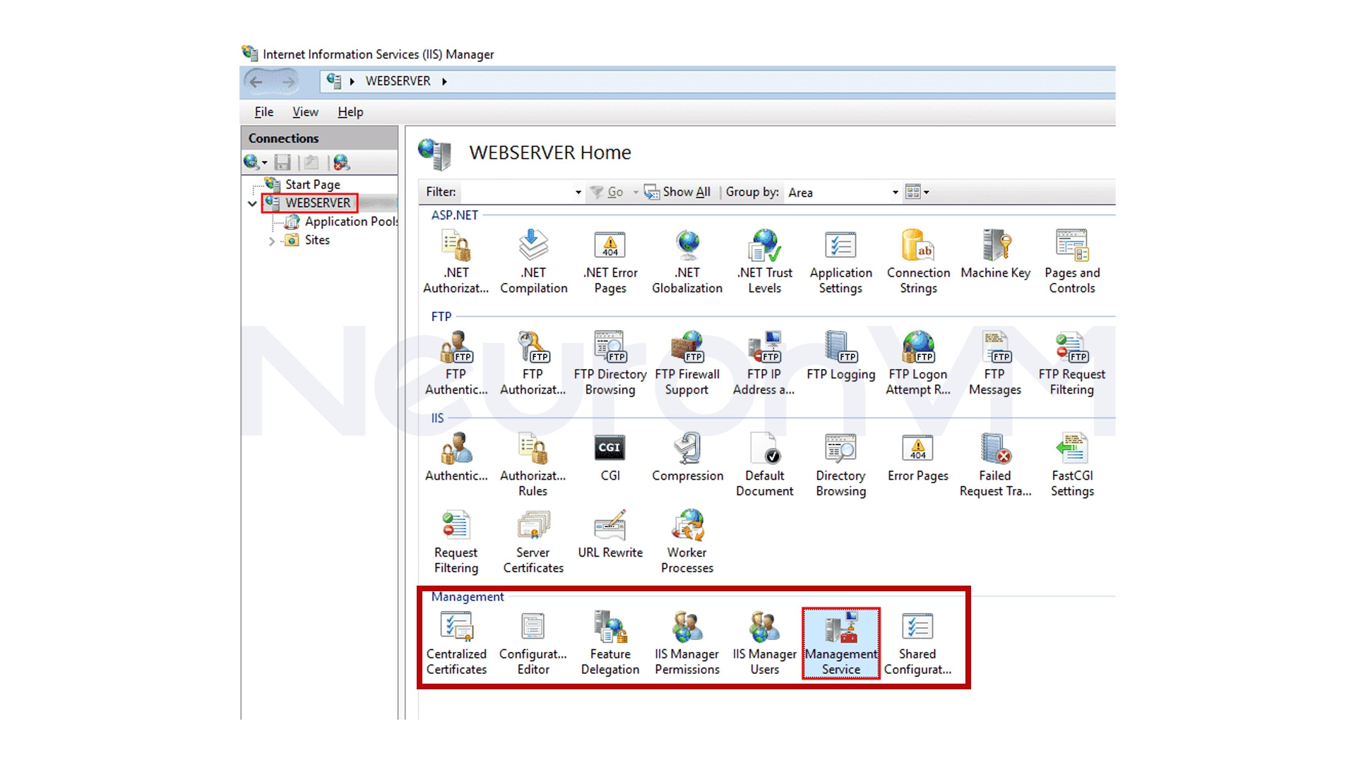 Management Service -> Management section