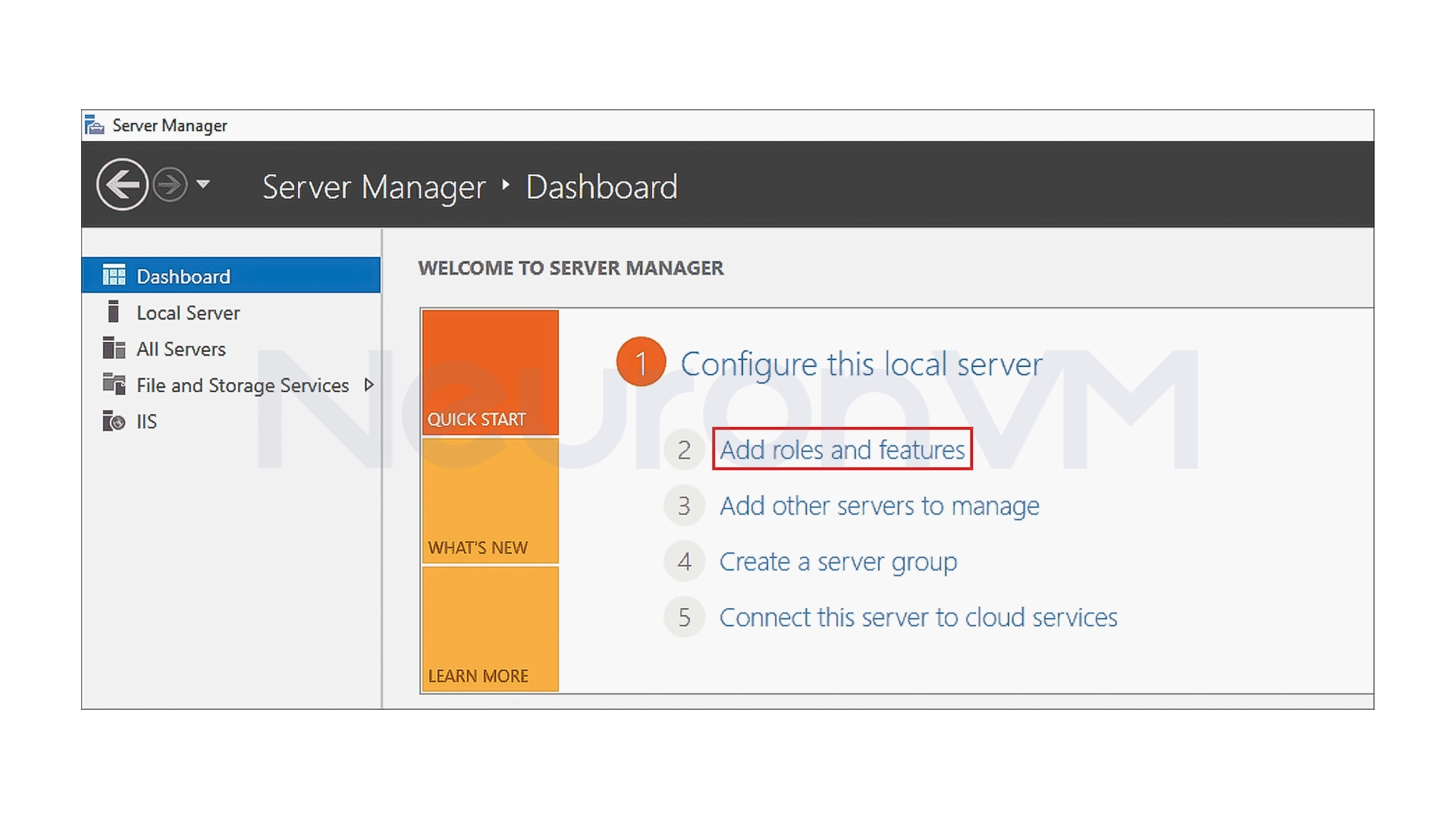 Server Manager/Dashboard/Roles and Features