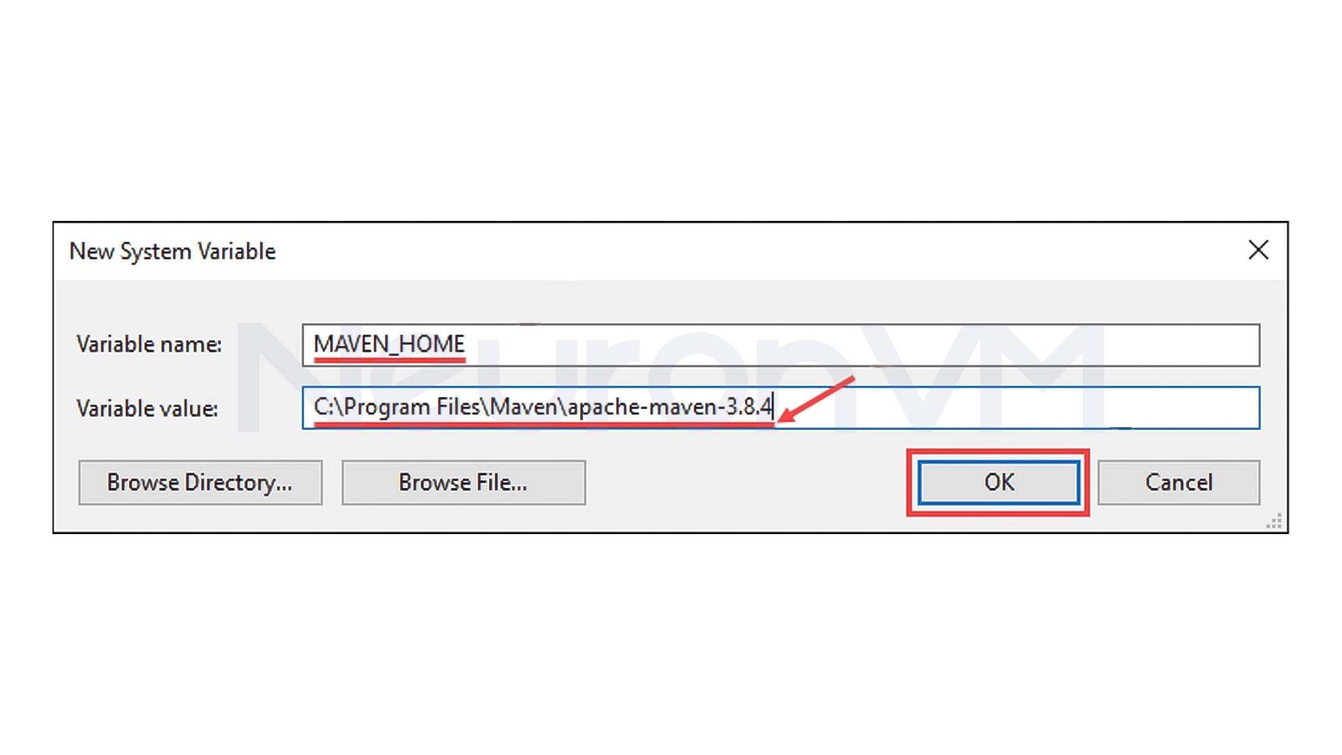 Enter Variable name and value