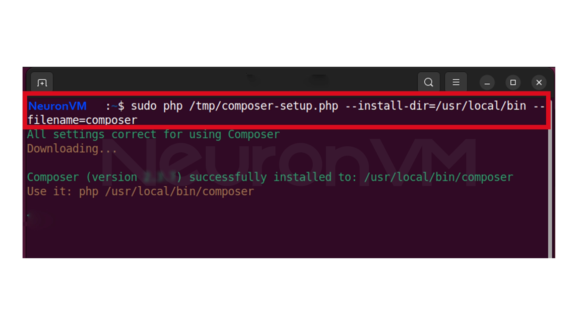 Install Composer command
