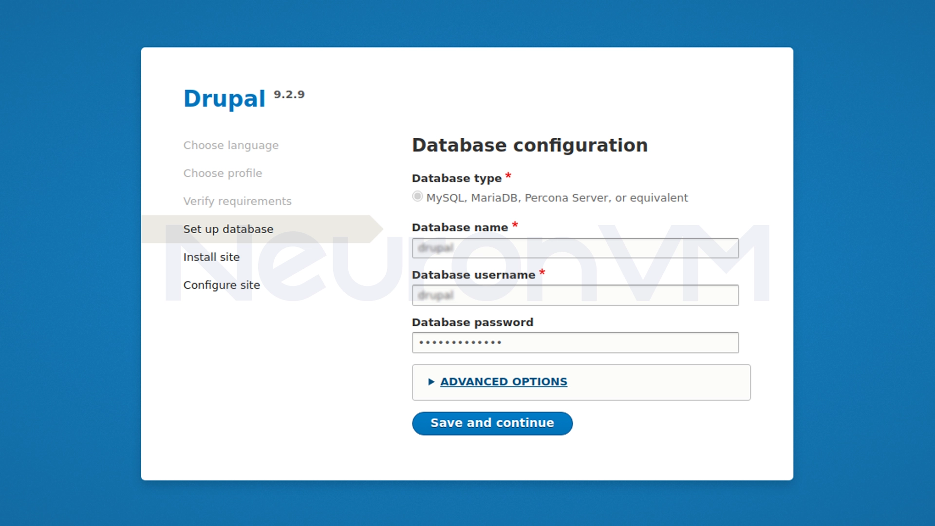 Drupal database configuration