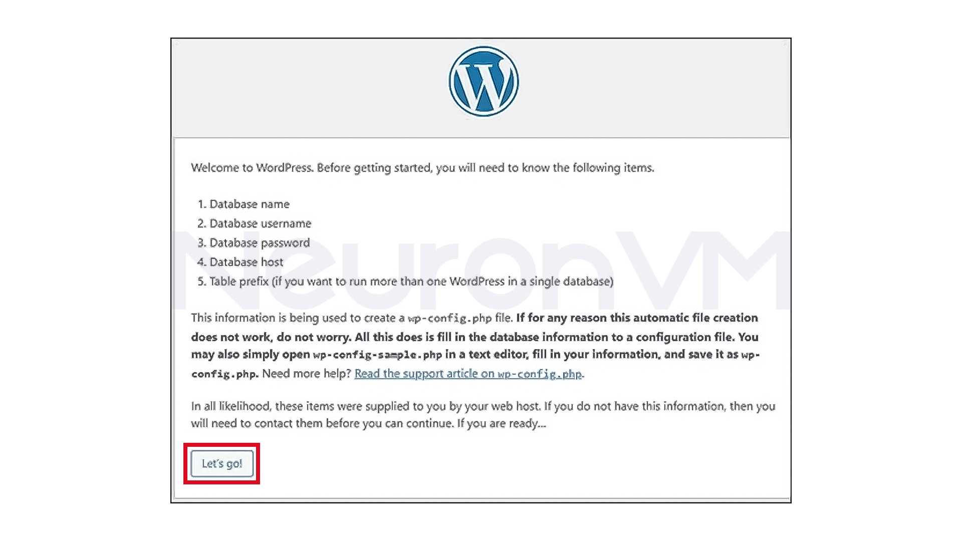 Select your language and click on Let's go.