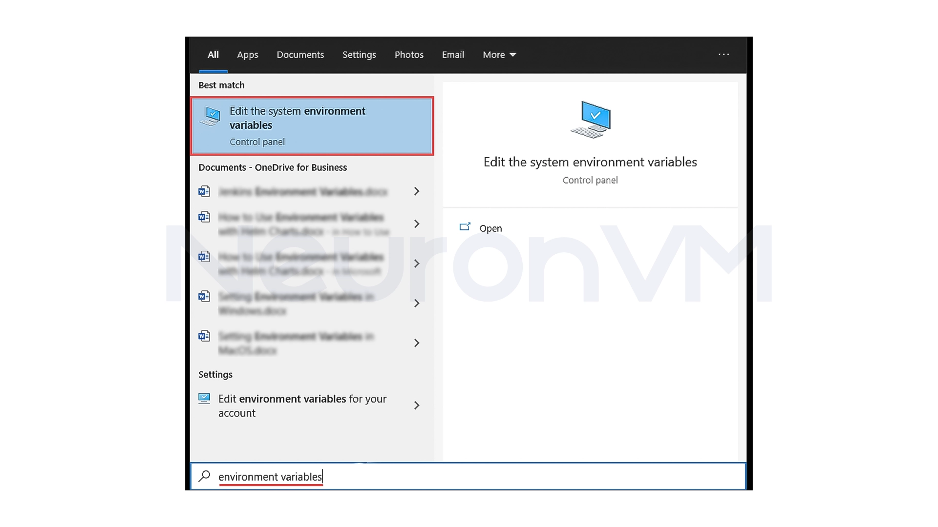 in environment variables, click edit environment variables
