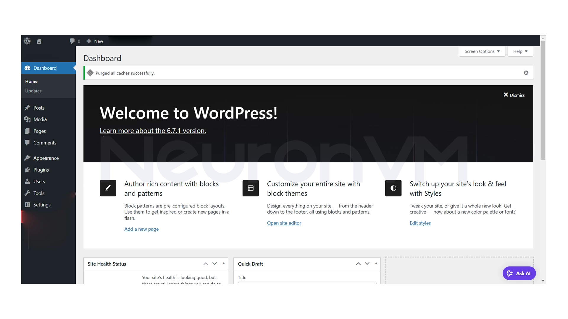 WordPress Admin dashboard