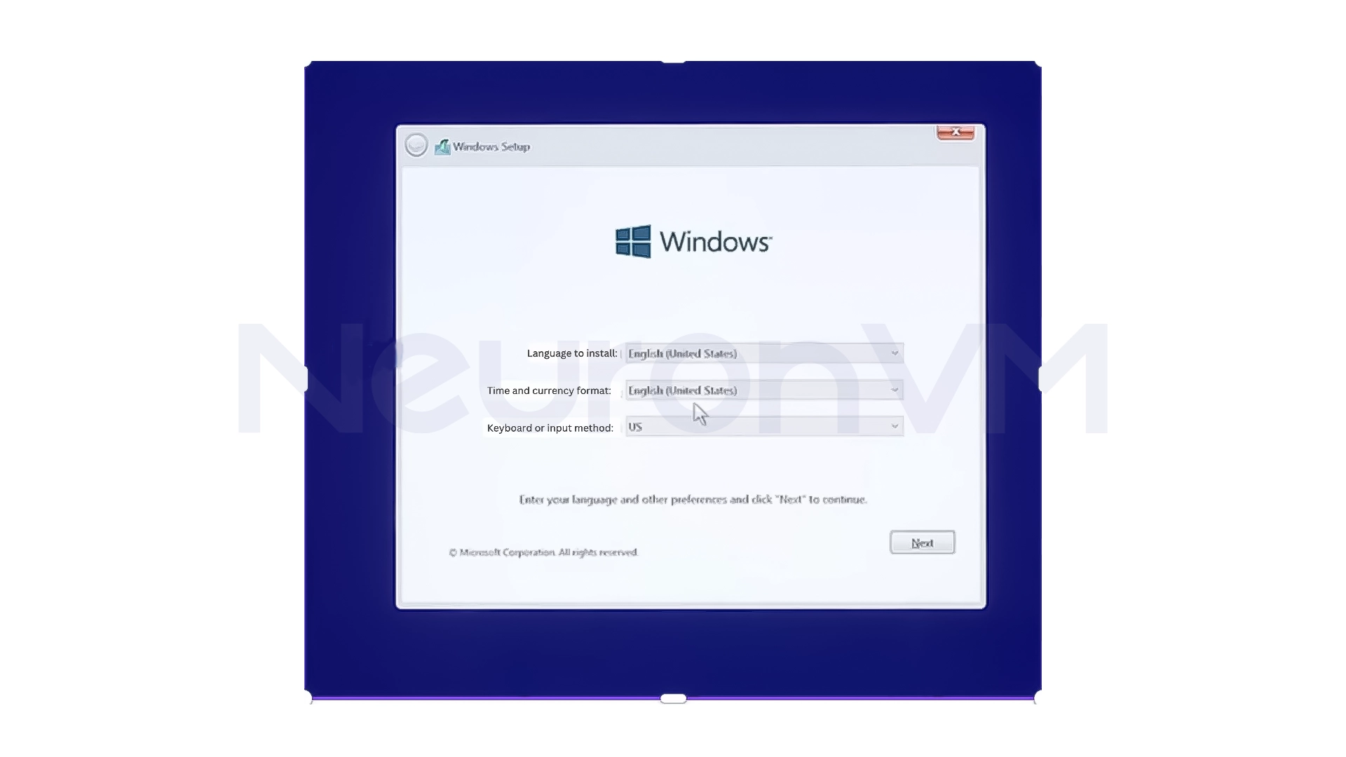 select your language and time zone