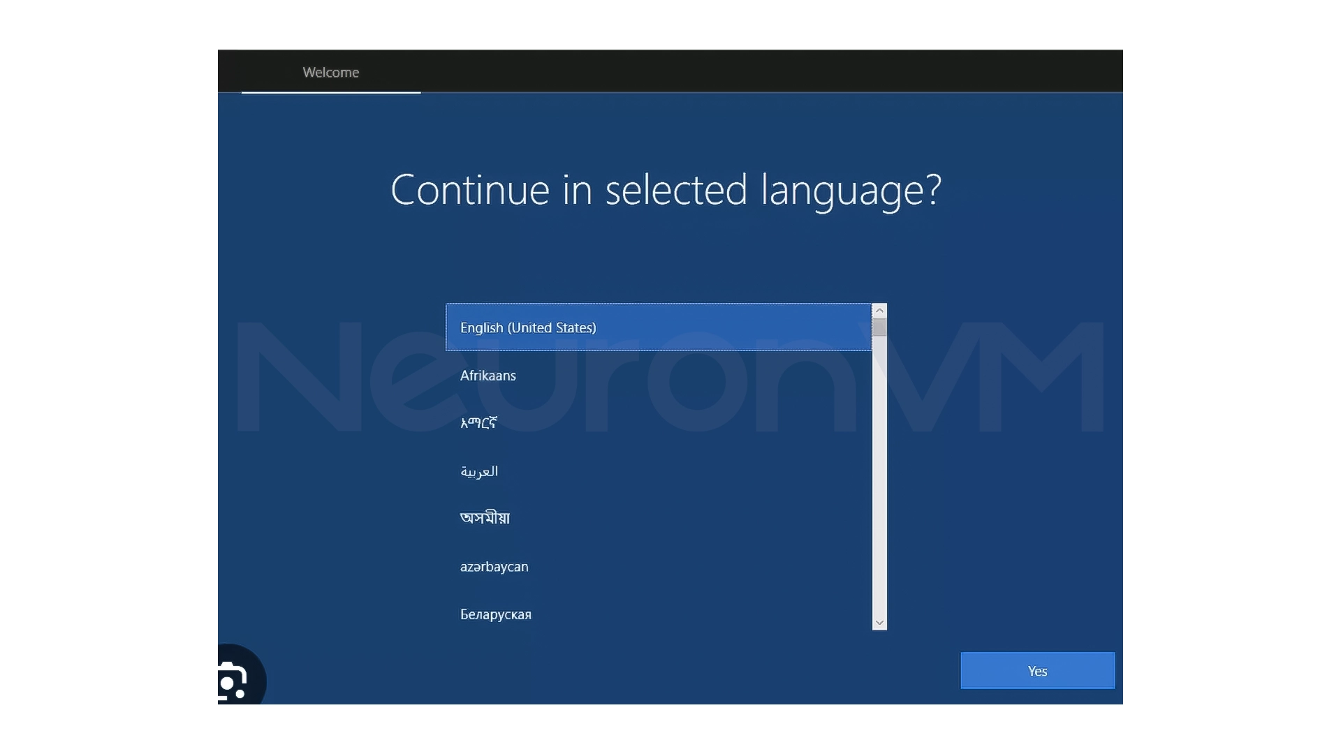 enter the initial Windows setup