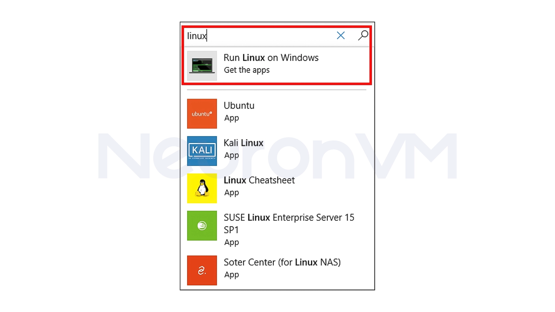 Click on the Run Linux on Windows option