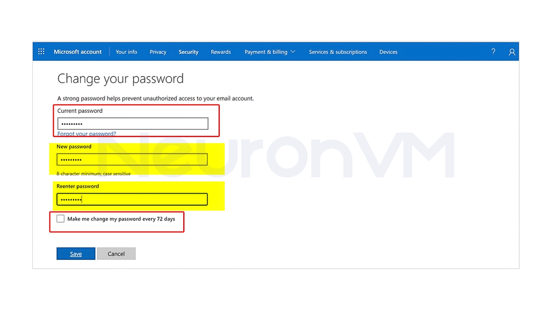 re enter new password